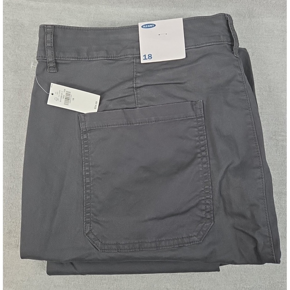 OLD NAVY Crop Capri Chino‎ Pants Womens 18 Charcoal Gray Comfort Stretch NEW
